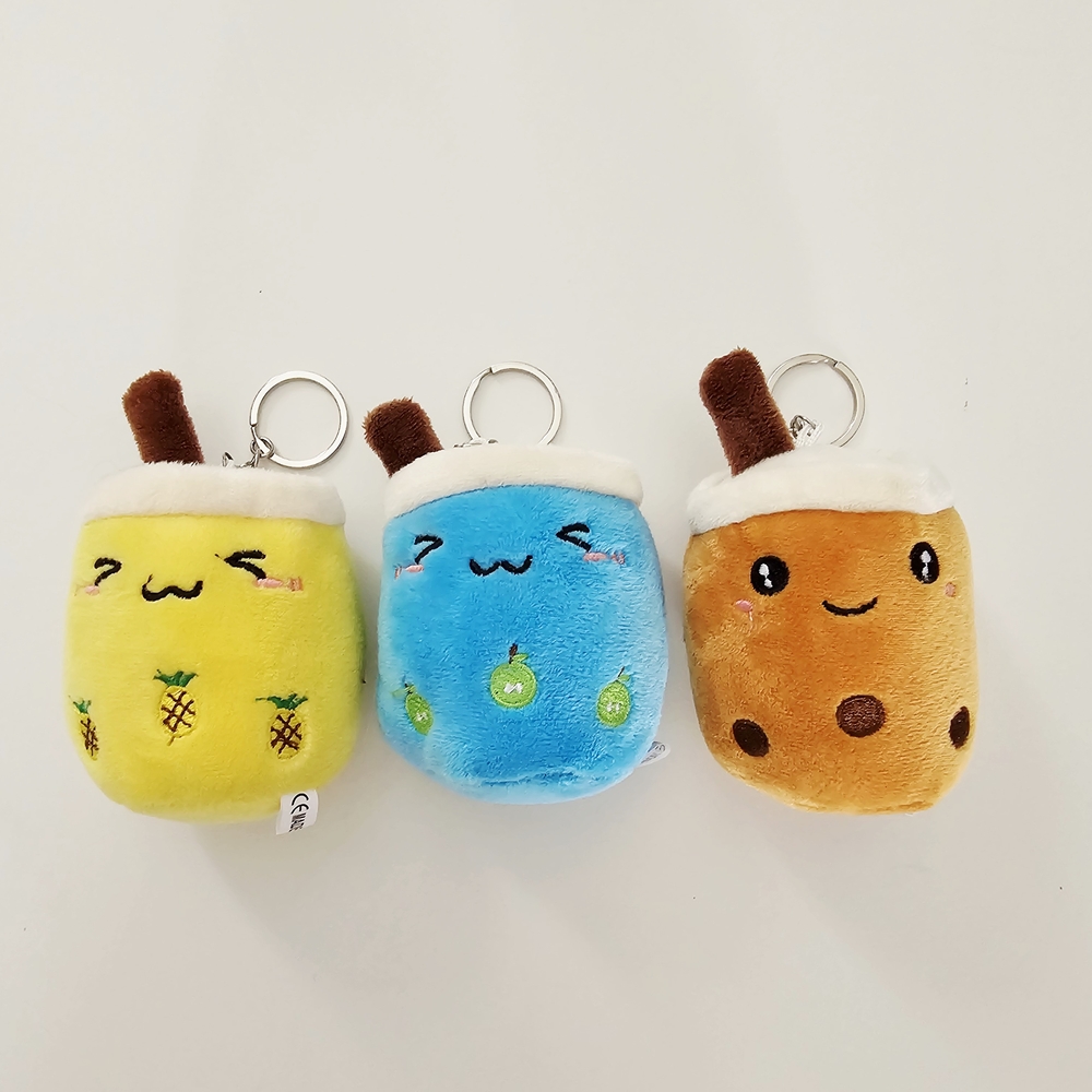 Cute Plush Bubble Tea Keychains Set